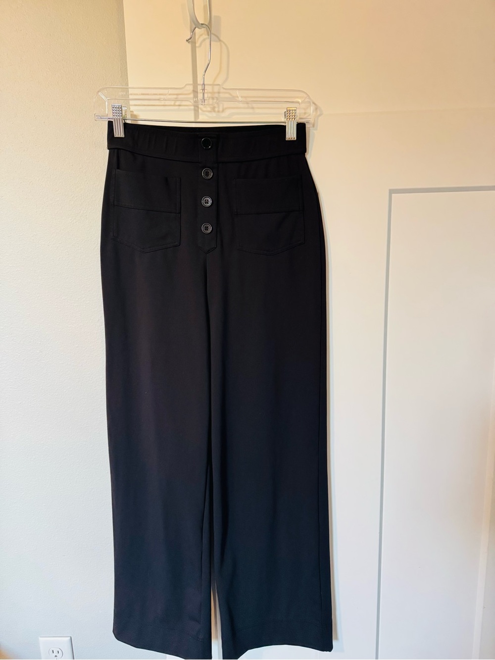 HALARA Black High-Waist Wide Leg Pants with Red Nails Accent - Picture 2 of 3
